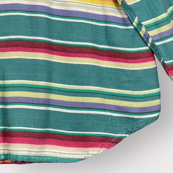 Chaps Button Up Top Women XL Multicolor Striped Cotton Thick Long Sleeve AA84 - Picture 5 of 10